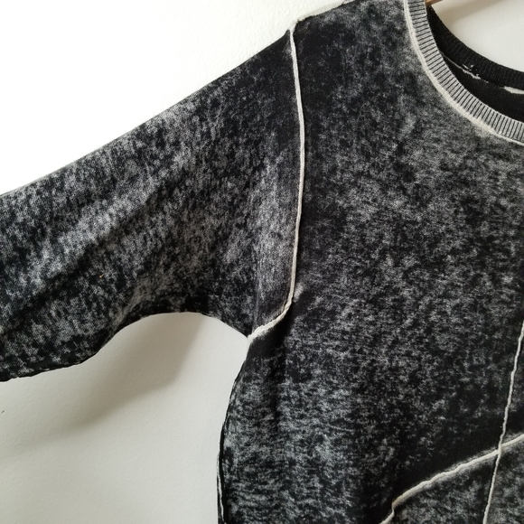 Democracy Sweater Black White Reverse Print Seamed Lightweight Cotton S - Picture 4 of 10